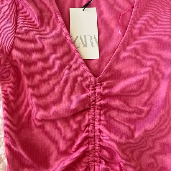 Zara Cinched Ribbed Cropped Top L NWT - Picture 7 of 8